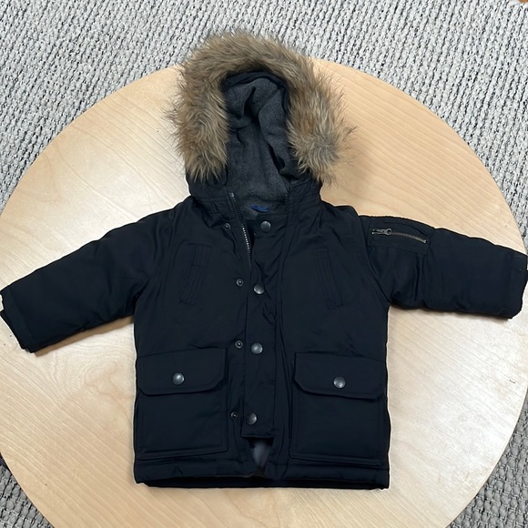 Winter puffer black hooded coat baby Gap 18-24 months